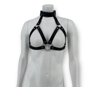 Faux Leather Chest Harness One Size Buckle Closure